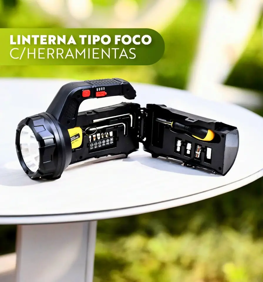 Linterna Led recargable con herramientas 18w