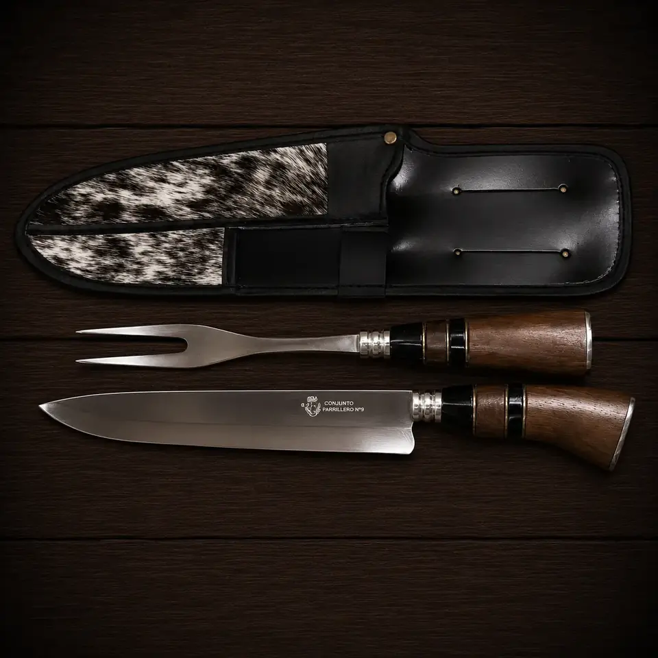 Cuchillo y Pincho Combinado (madera+guampa)