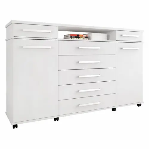 COMODA 7 CAJONES 2 PUERTAS LONDON BLANCO