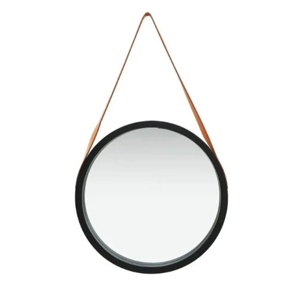 ESPEJO DE PARED CON COLGANTE DE CUERO 52CM