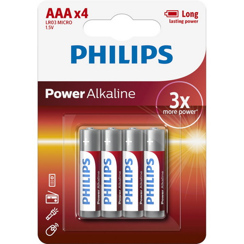 PILA PHILIPS ALKALINA LRO3P4B AAA C/U