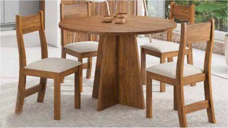 COMEDOR SLIN B IMBUIA 4 SILLAS BRISA PASTEL