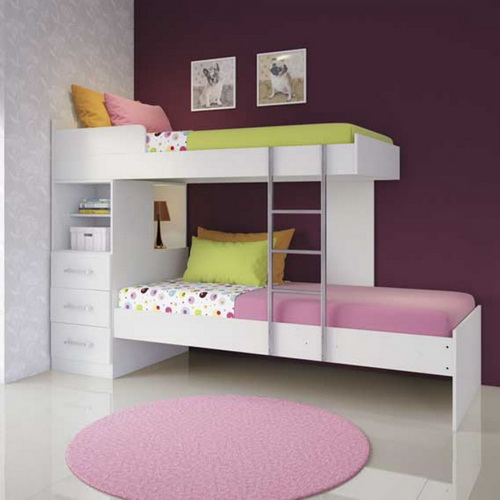 CUCHETA CON 3 CAJONES Y ESCALERA BLANCA