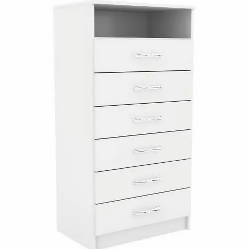 COMODA 6 CAJONES + ESTANTE BLANCO COD 61