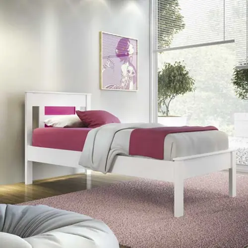 CAMA 1 PLAZA BLANCO FUCCIA