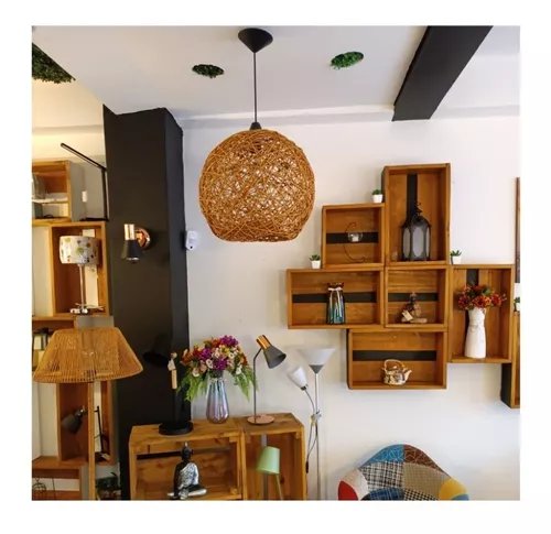 COLGANTE HONGO 50CM MARRON 1 LUZ