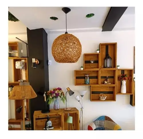 COLGANTE HONGO 50CM MARRON 1 LUZ