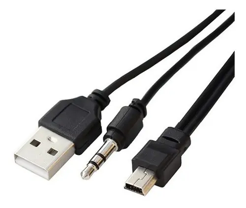CABLE 2 EN 1 USB JACK 3.5 MM AUXILIAR + MINI USB