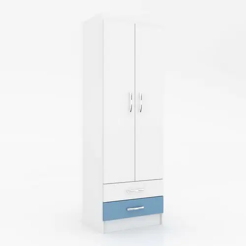 ROPERO 2 PUERTAS BLANCO AZUL