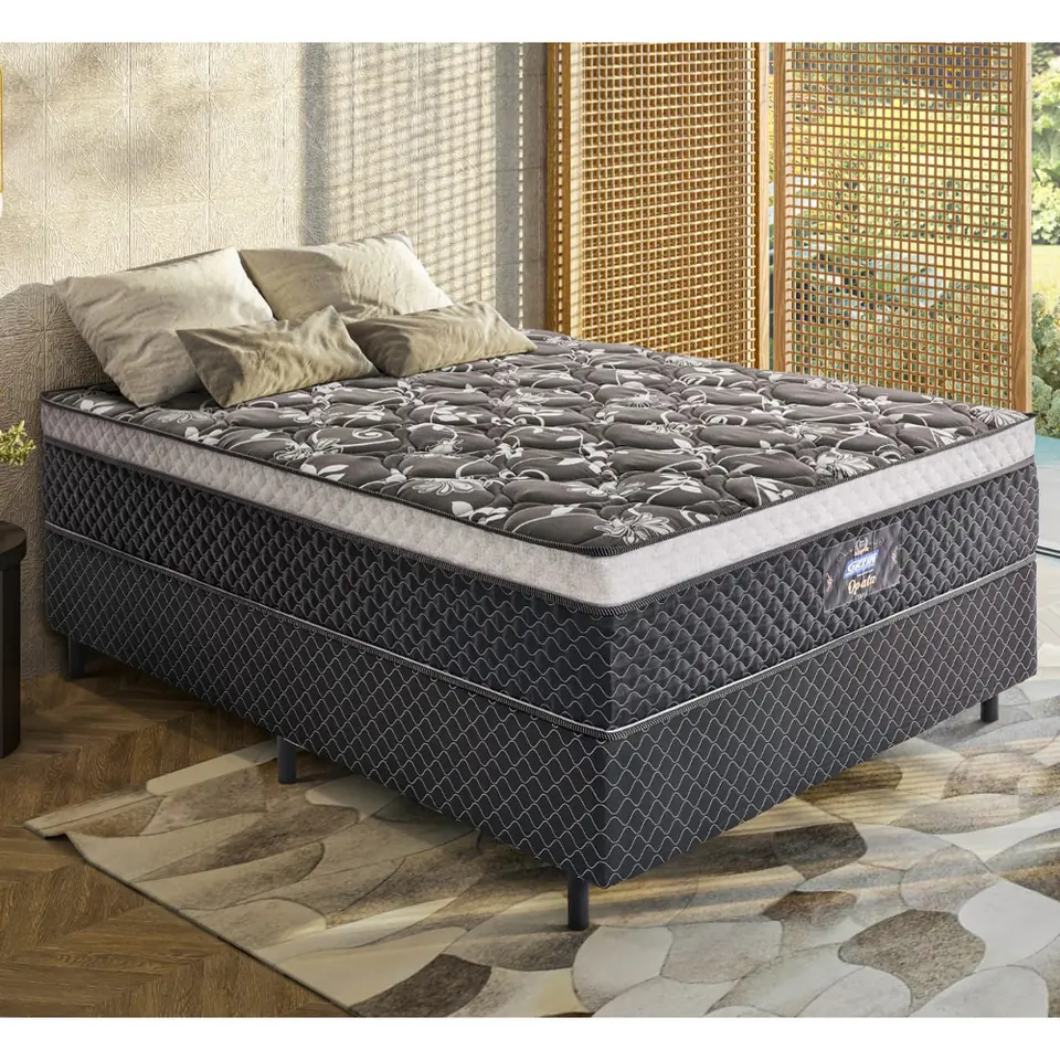 CONJUNTO DE SOMIER OPALA QUEEN SIZE 1.60X2.00M ESPUMA Y RESORTES
