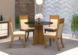 COMEDOR DALILA 900 IMBUIA CON 4 SILLAS PASTEL PRET