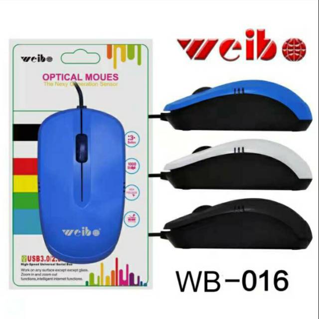 MOUSE OPTICO CON CABLE USB WB-016