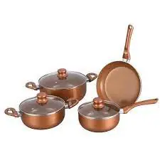 BATERIA 7 PIEZAS CUORI DOBLE CERAMICA SIMIL COBRE CHEF