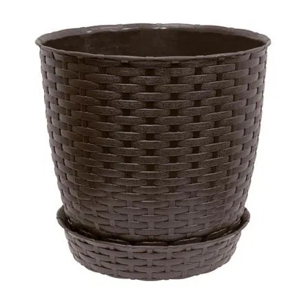 MACETA REDONDA RATAN 20L NEGRA O TERRACOTA