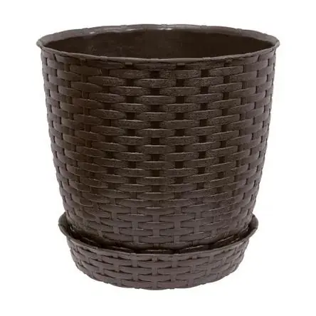 MACETA REDONDA RATAN 36L NEGRA O TERRACOTA