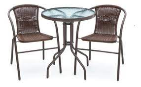 SET 2 SILLAS RATAN BEIGE Y MESA DE 0.60
