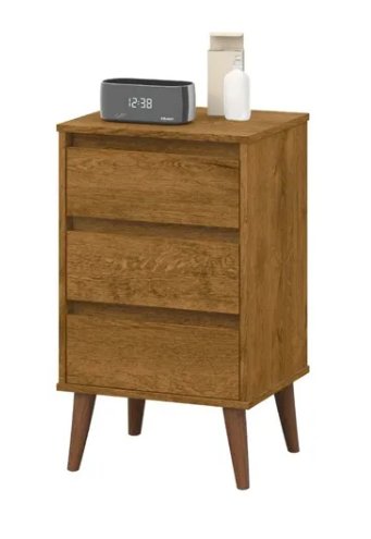 MESA DE LUZ RETRO WOOD 3 CAJONES NOGAL