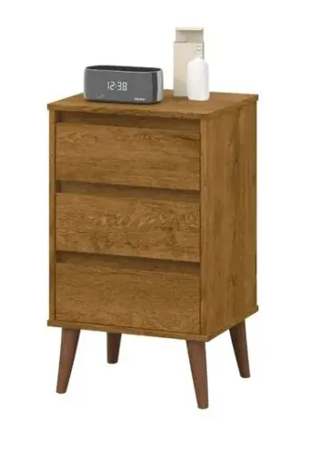 MESA DE LUZ RETRO WOOD 3 CAJONES NOGAL