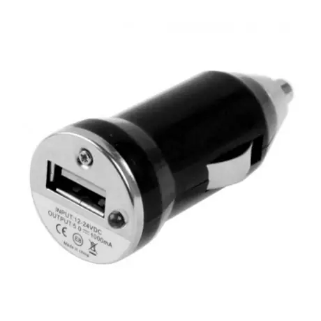 CARGADOR USB 1A 12V NEGRO PARA AUTO 6060