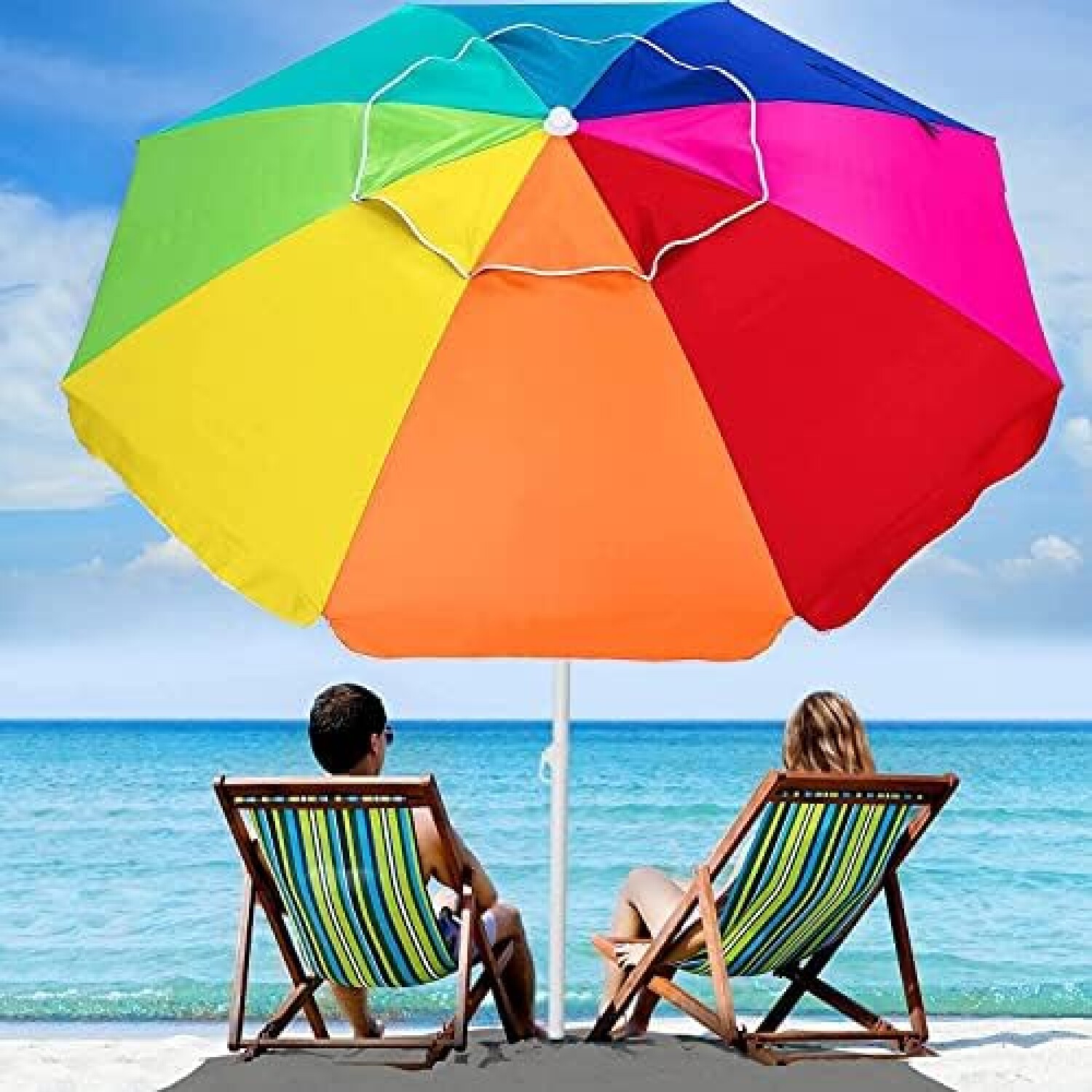 SOMBRILLA DE PLAYA MULTICOLOR 2MT FILTRO UV BEUM