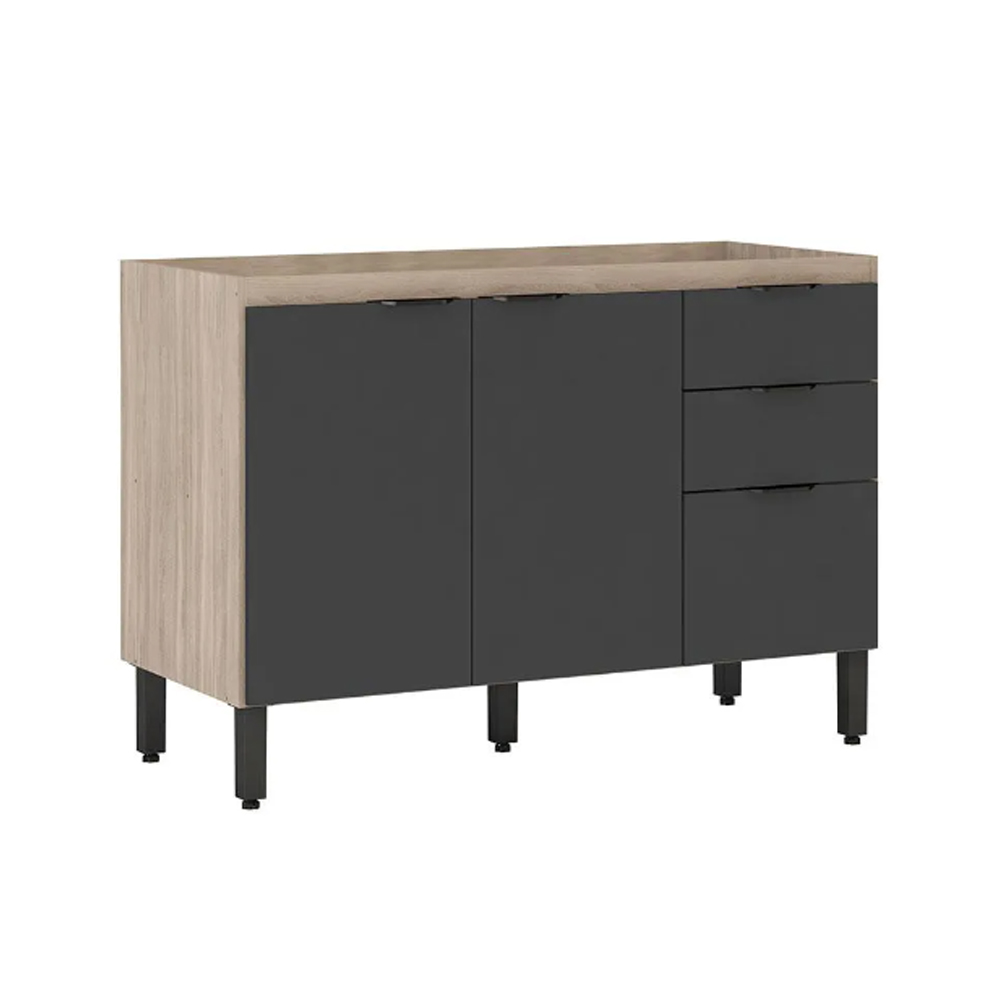 BAJO MESADA 3 PUERTAS 2 CAJONES AVENA TOUCH GRIS 93231-163