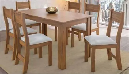 COMEDOR AZUL B IMBUIA 6 SILLAS BRISA PASTEL