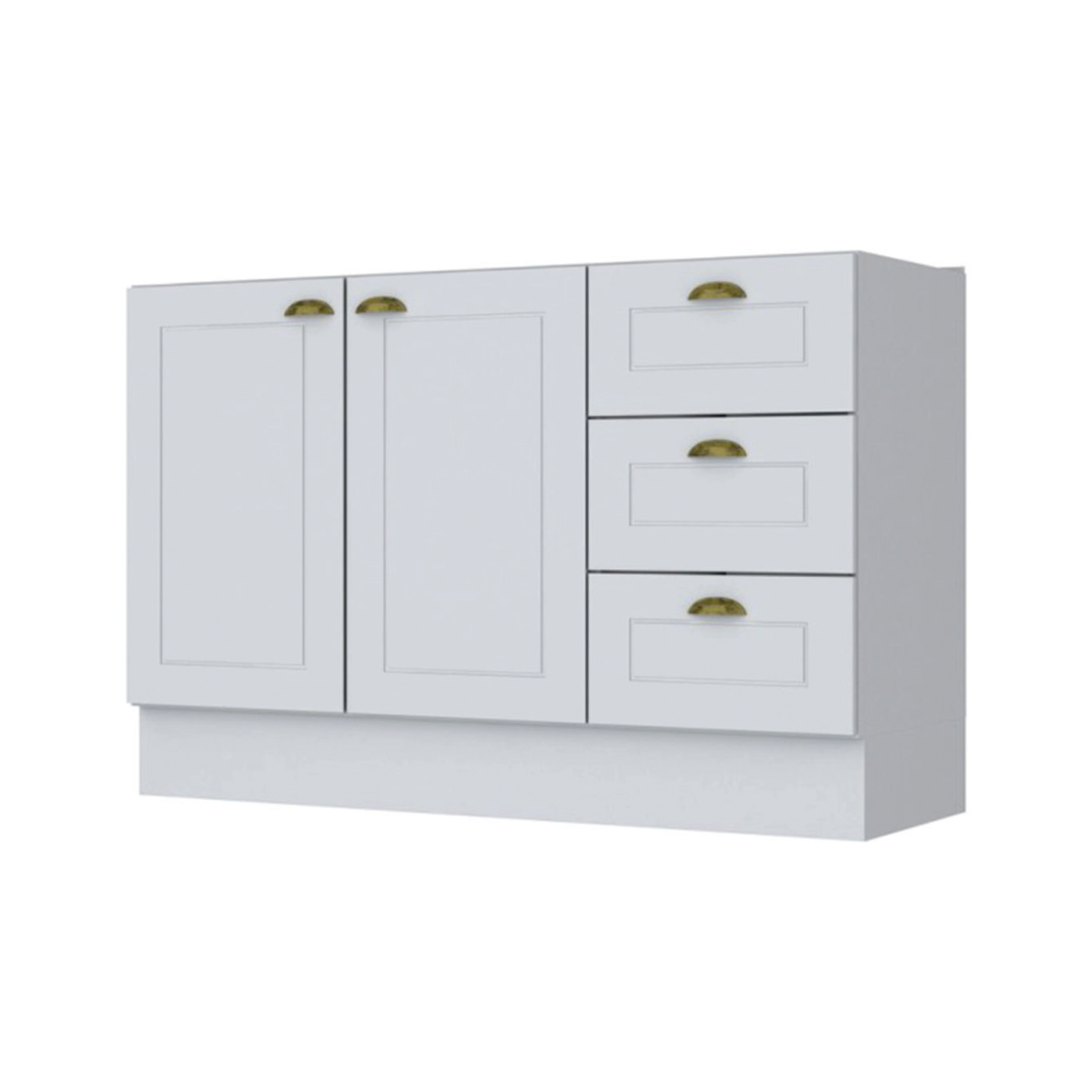 BAJO MESADA 2 PUERTAS 3 CAJONES 1.20 BLANCO AMERICANA