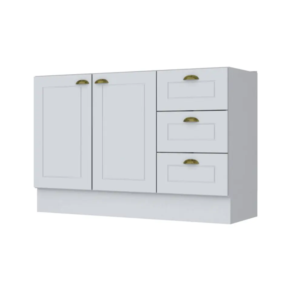 BAJO MESADA 2 PUERTAS 3 CAJONES 1.20 BLANCO AMERICANA
