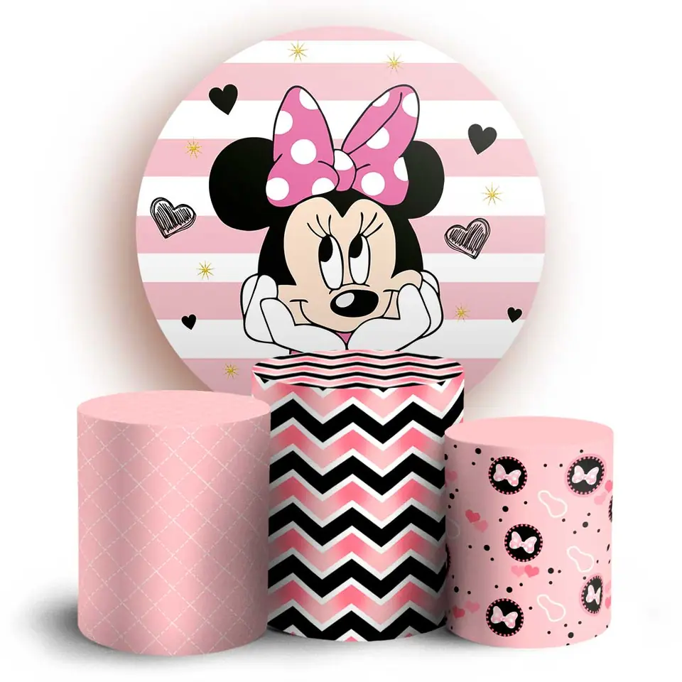 Kit panel circular trio de fundas - Minnie Rosa