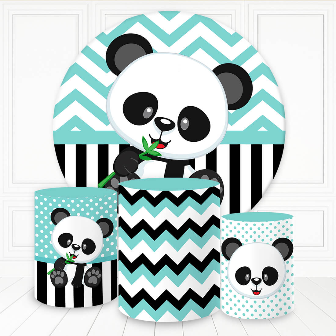 Kit panel circular trio de fundas - Oso Panda