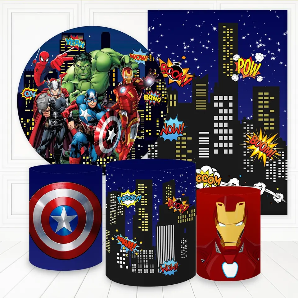 Kit panel circular,panel lateral trio de fundas – Super Heroes