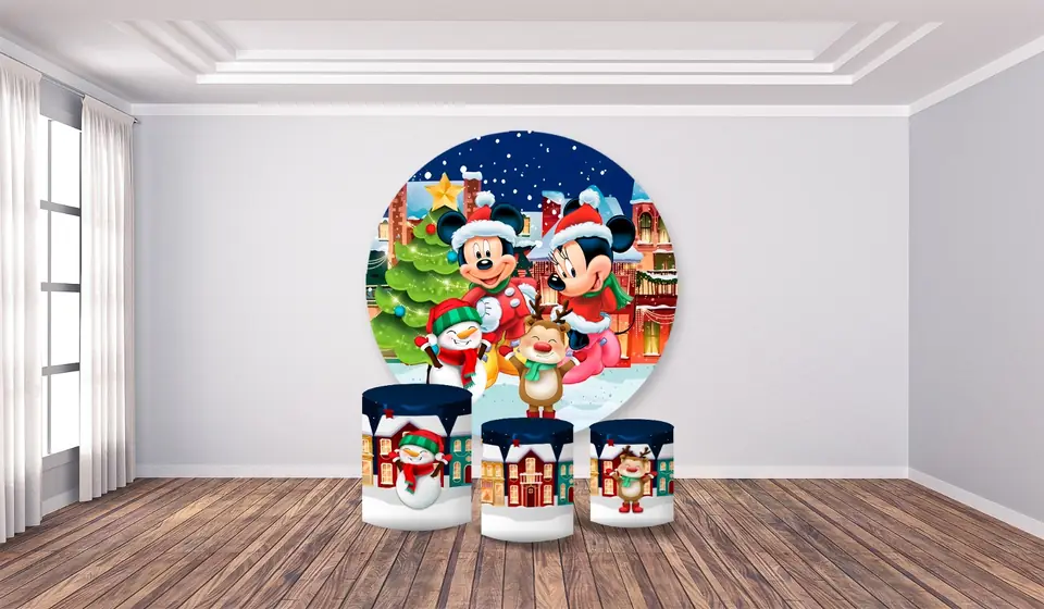 Kit panel circular trio de fundas - Mickey & Minnie Navidad