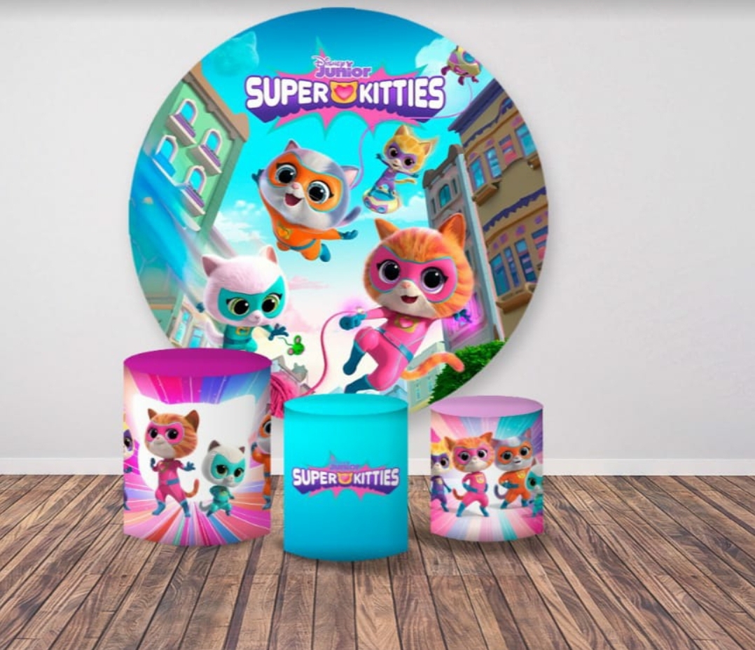 Kit panel circular trio de fundas - Super Kitties