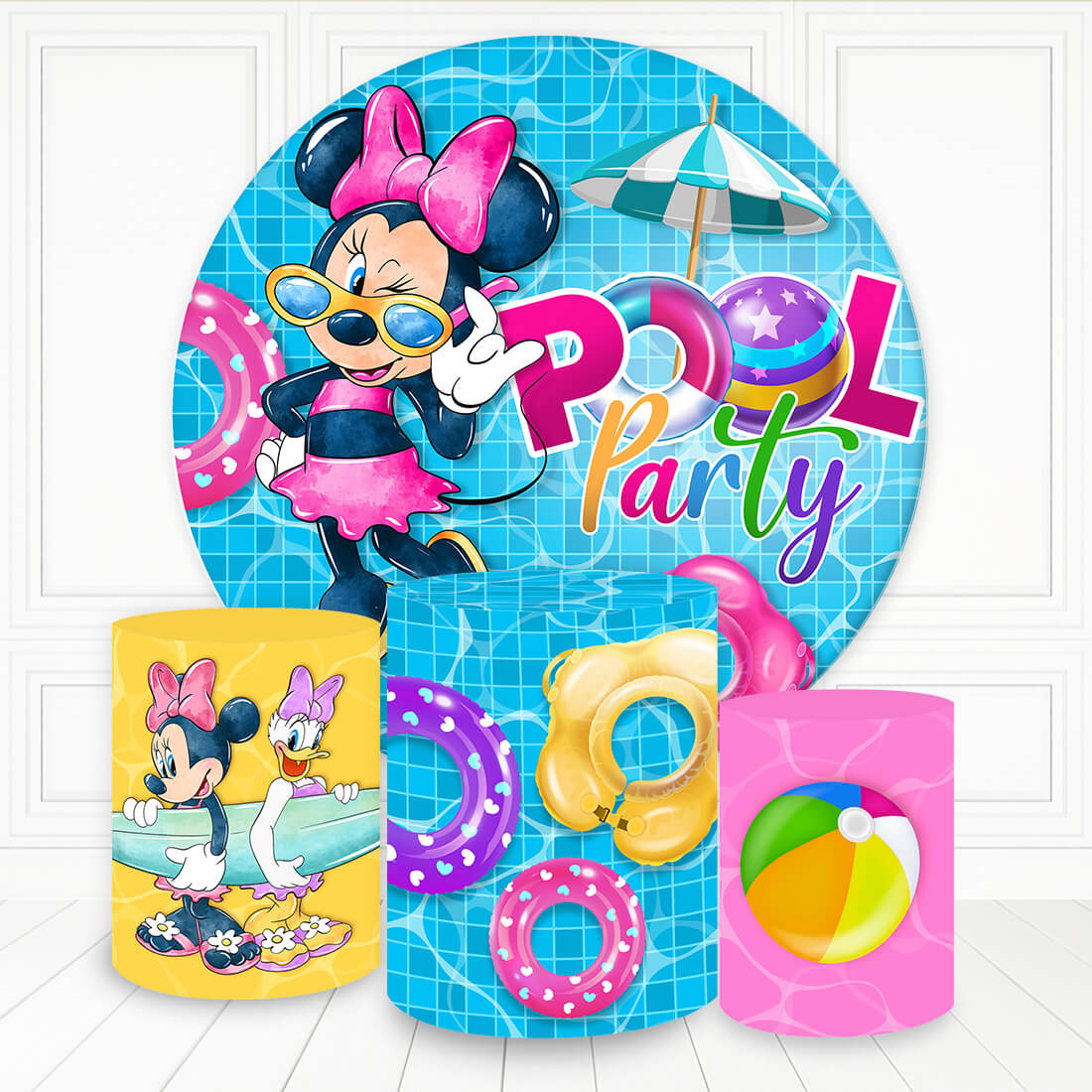 Kit panel circular trio de fundas – Minnie Pool Party
