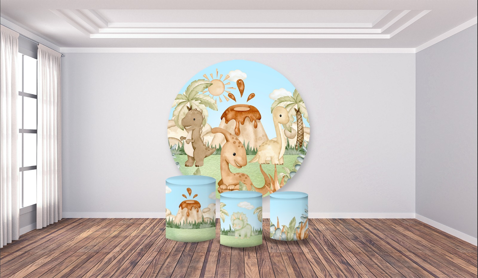Kit panel circular trio de fundas - Dino baby