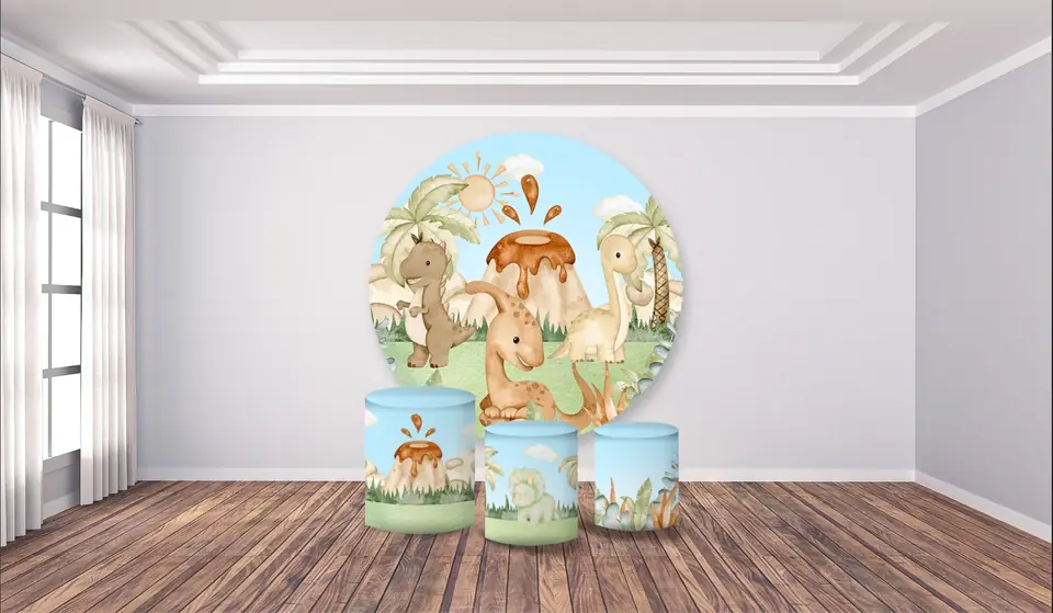 Kit panel circular trio de fundas - Dino baby