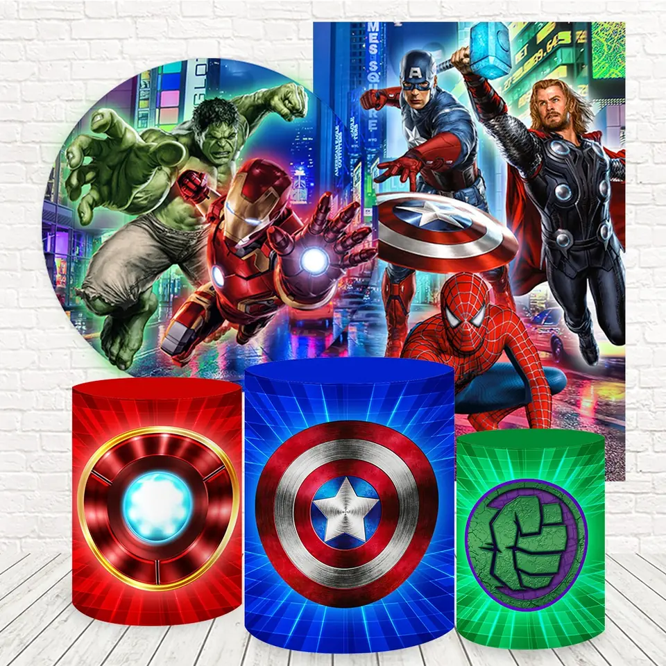 Kit panel circular,panel lateral trio de fundas - Super Heroes