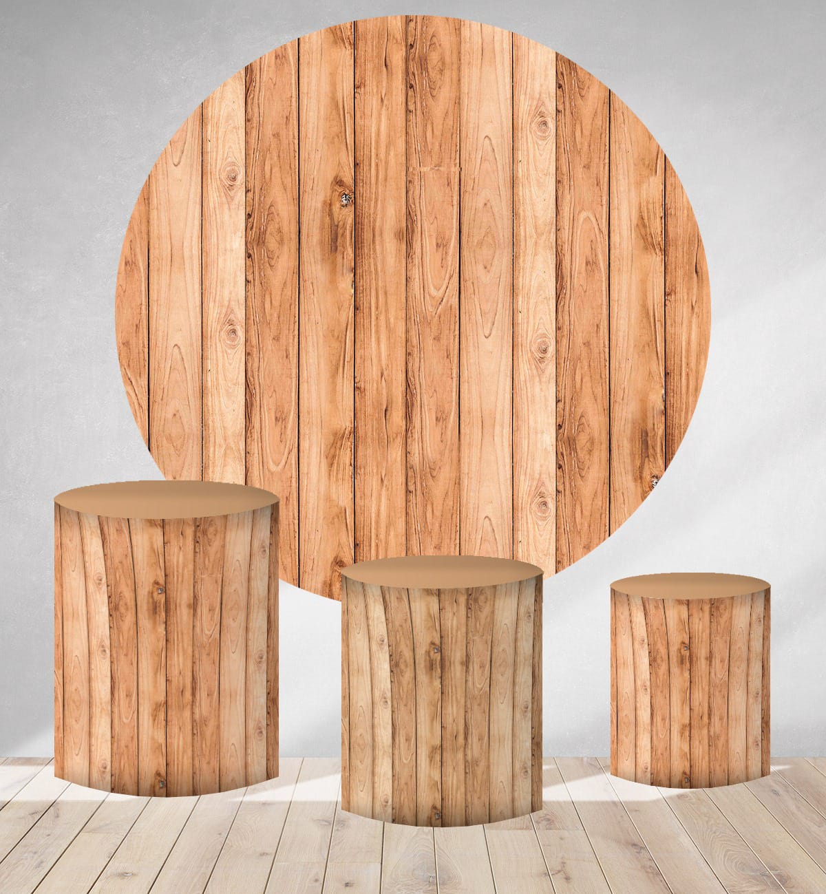 Kit panel circular trio de fundas - Madera