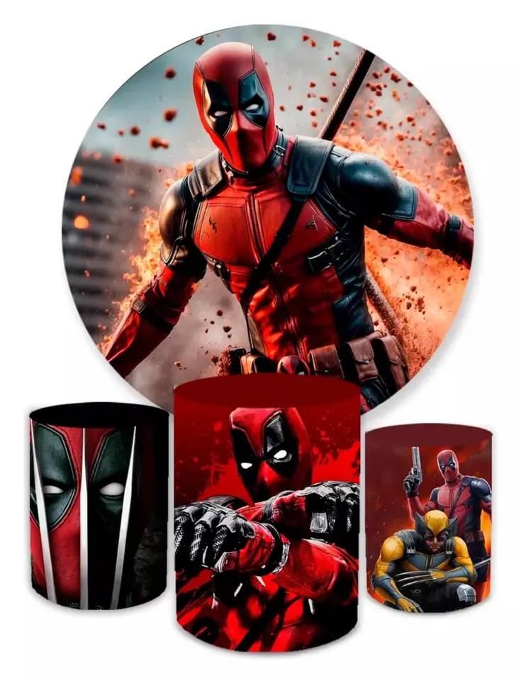 Kit panel circular trio de fundas - Deadpool