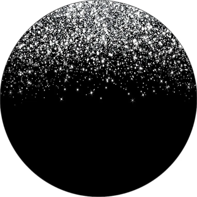 Panel circular Trio de fundas – Negro/ Glitter Plateado