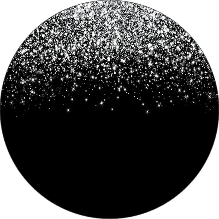 Panel circular Trio de fundas – Negro/ Glitter Plateado