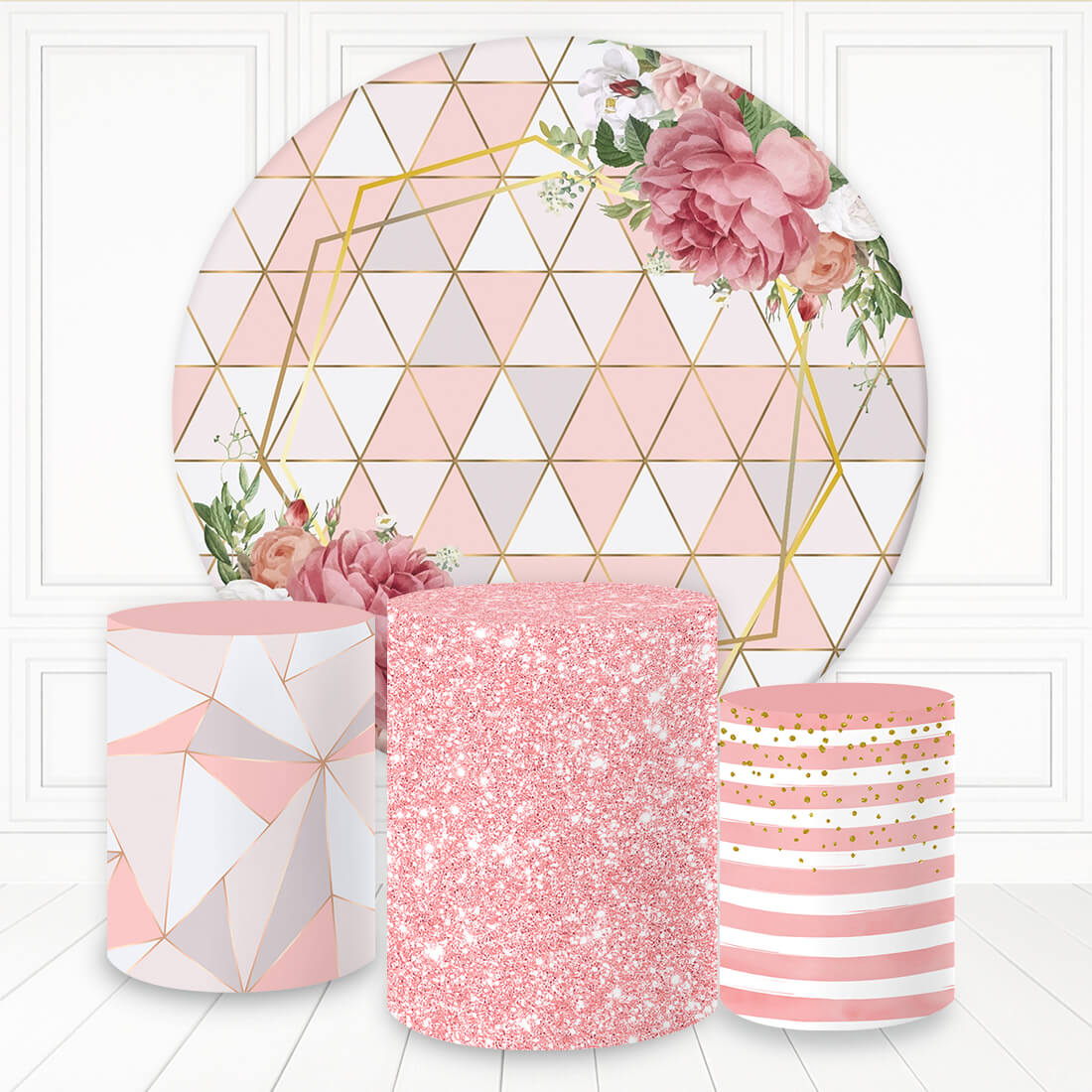 Kit panel circular trio de fundas - Floral Geométrico