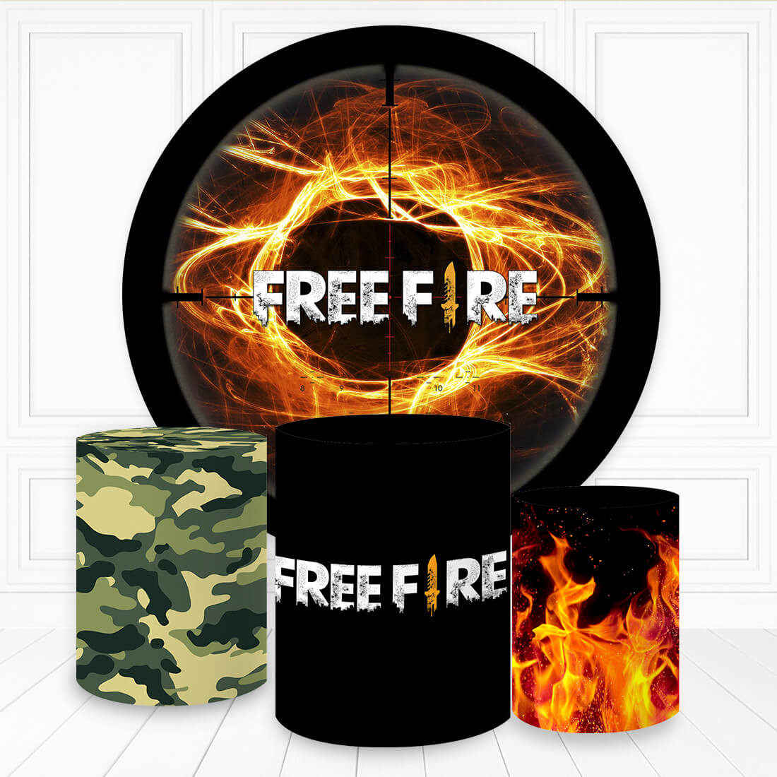 Kit panel circular trio de fundas - Free Fire