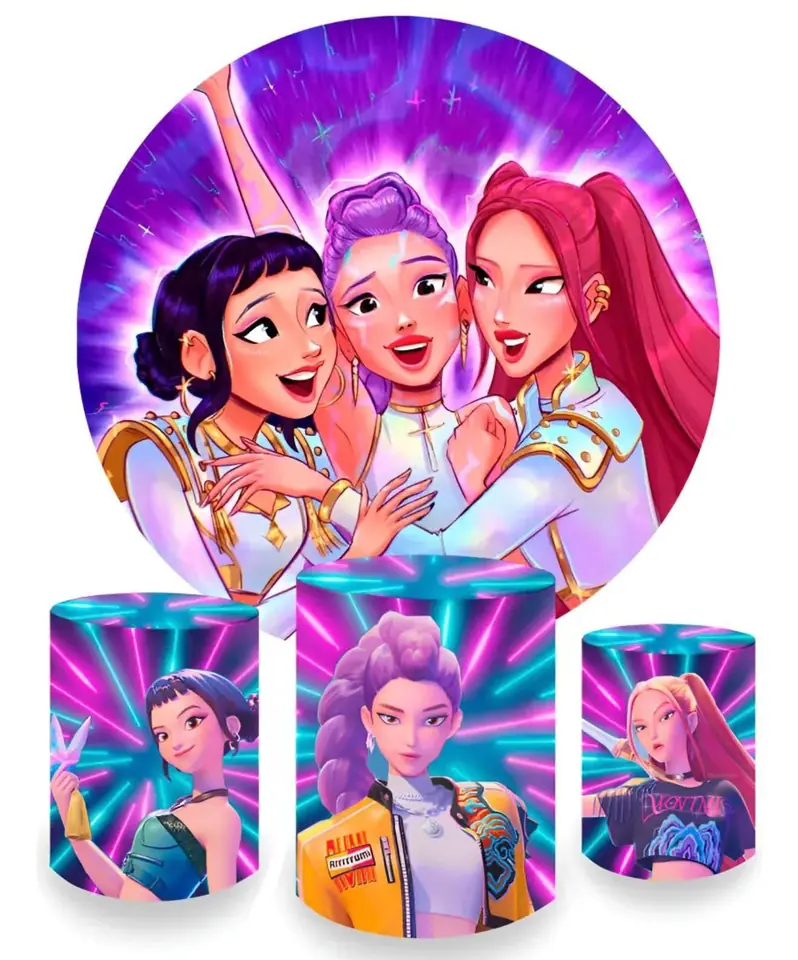 Kit panel circular trio de fundas – Guerreras K-Pop Demon