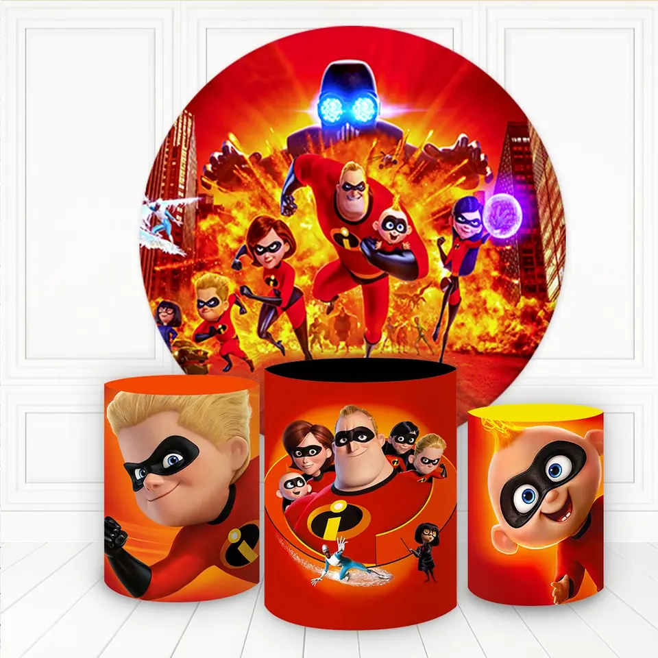 Kit panel circular trio de fundas - Los Increibles