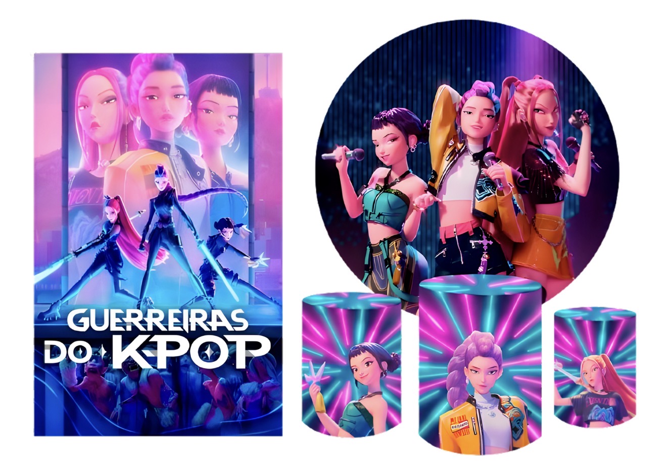 Kit panel circular,panel lateral trio de fundas – Guerreras K-Pop Demon