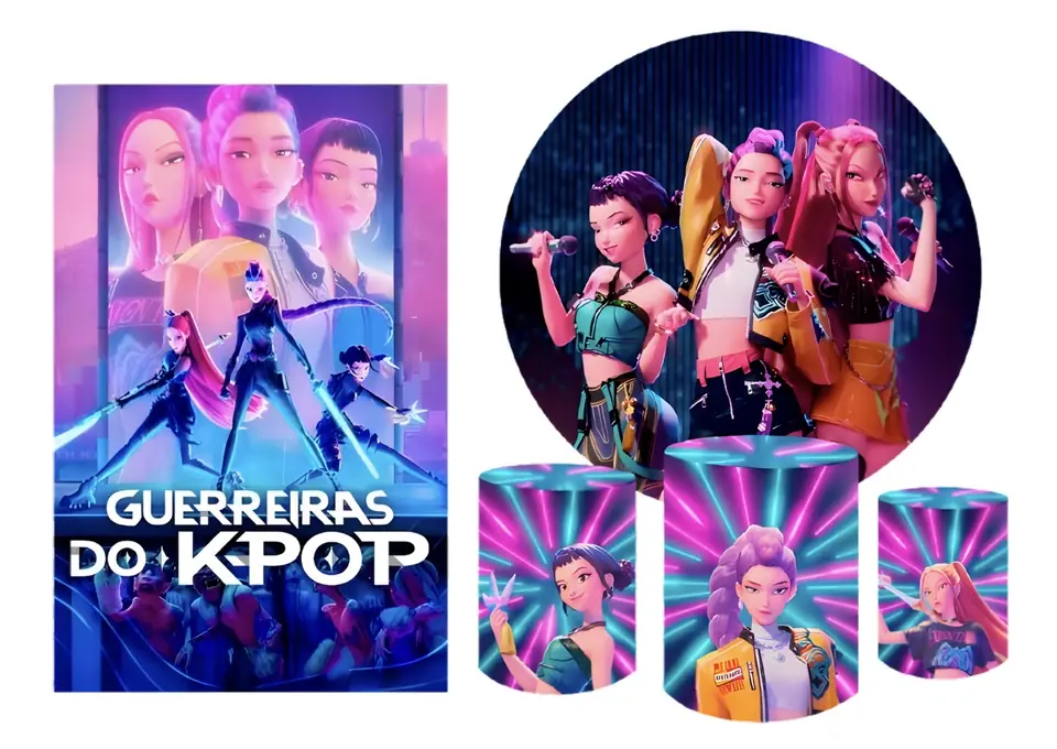 Kit panel circular,panel lateral trio de fundas – Guerreras K-Pop Demon