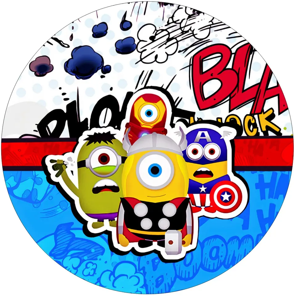 Panel Circular - Minions Super Heroes Cute