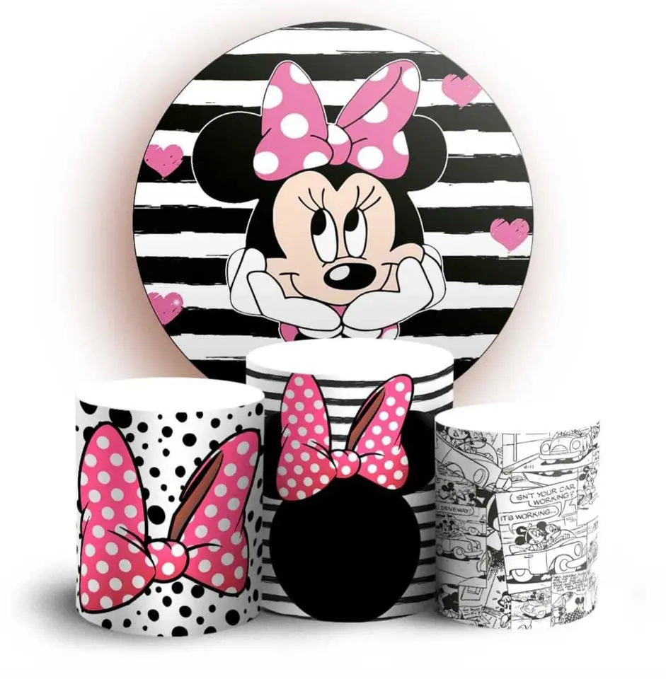 Kit panel circular trio de fundas - Minnie Rosa