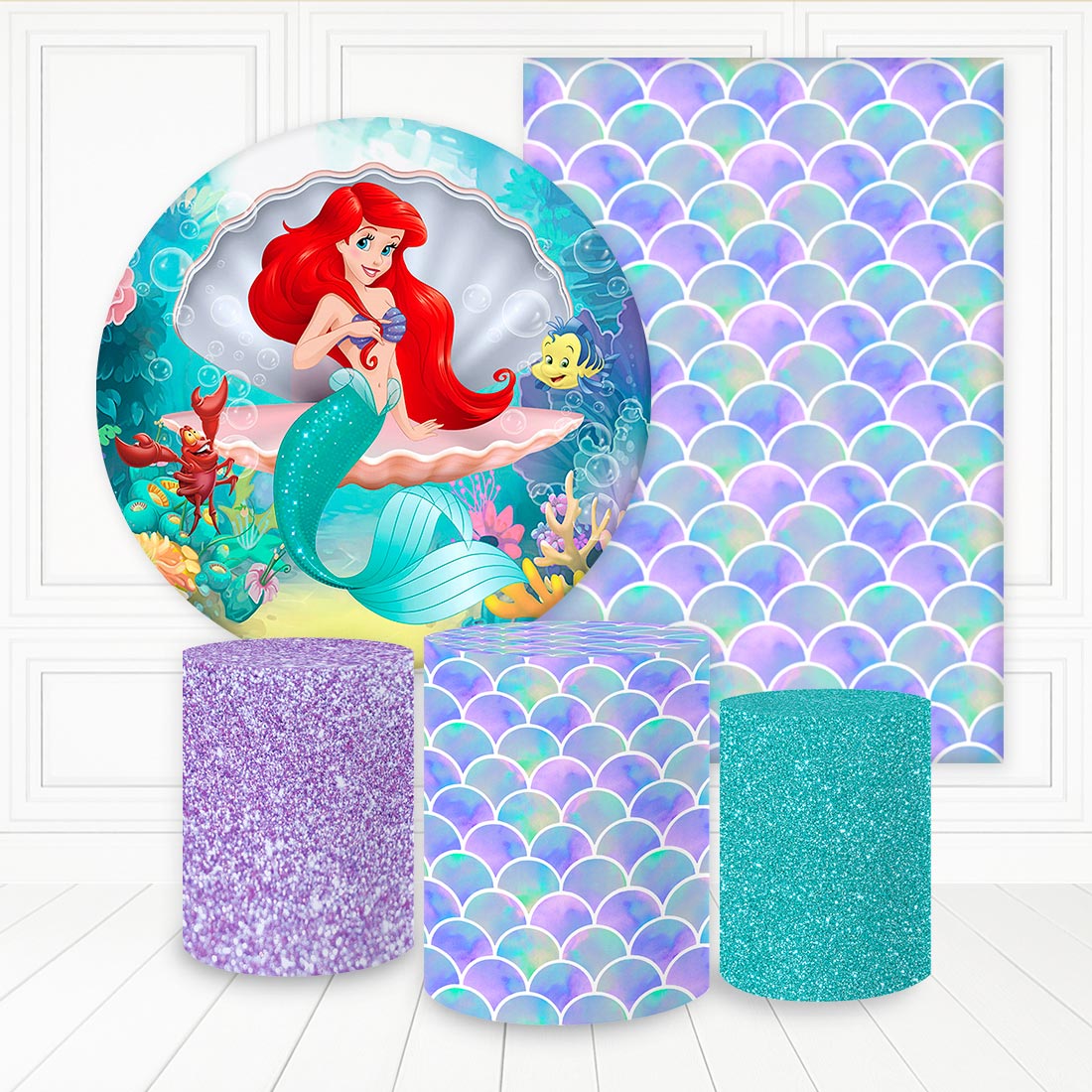 Kit panel circular,panel lateral trio de fundas - Sirena Ariel